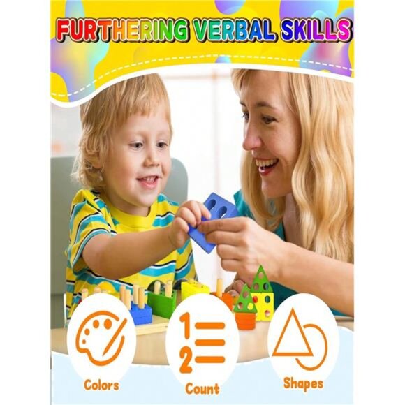 Wooden Geometric Shape Puzzles Blocks, Montessori Early Education Learning Toys - Picture 5 of 9